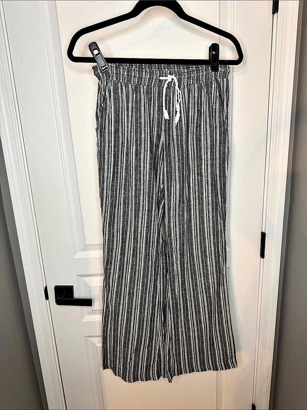 O'Neill Linen Biend Striped Pants in Gray & White Size Medium L